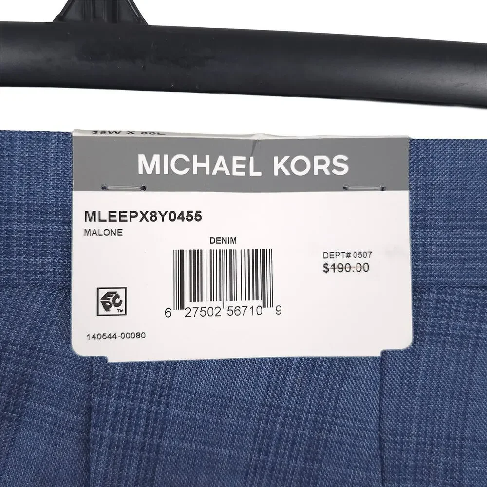 Michael Kors Mens Classic Fit 2 Piece Suit 42R 34x32 Blue Plaid Stretch Wool NWT